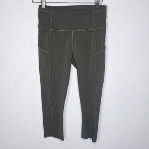 Lululemon Fast & Free Crop II 19" Inseam Olive Green Leggings Women's Size 6